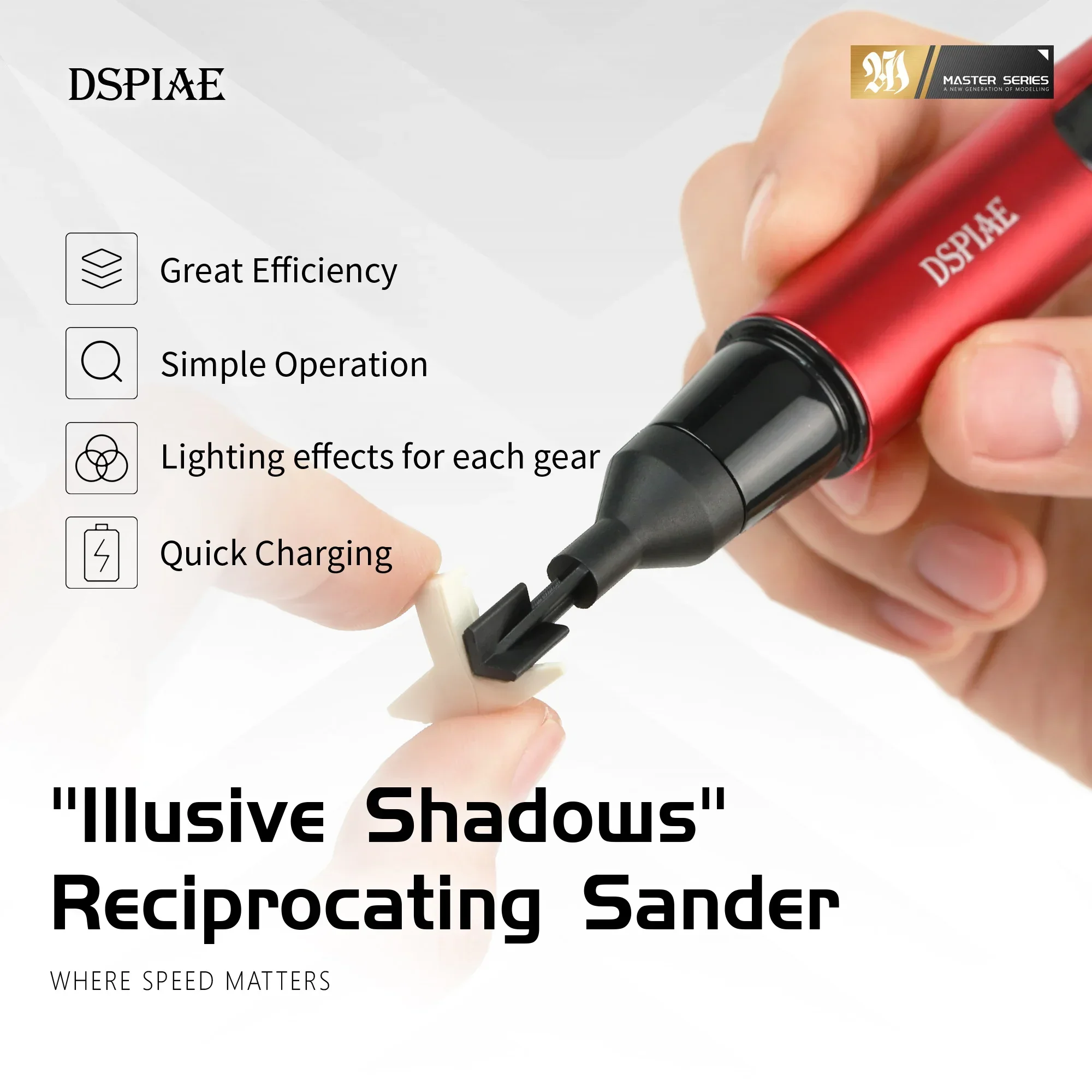 DSPIAE ES-A Reciprocating Sander Electric Grinding Pen Plastic Model Sanding Paper Head DIY for Military Model Craft Tools Hobby