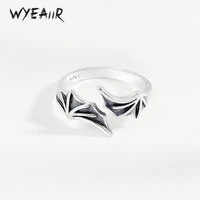 WYEAIIR 925 Sterling Silver Fine Retro Demon Bat Wings Resizable Opening Ring For Women Luxury Jewelry 1