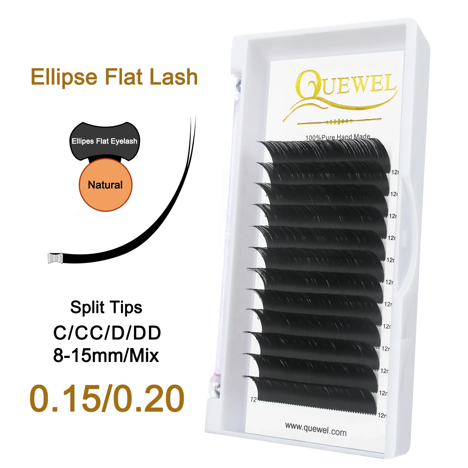 Фото Ресницы Накладные quewell Ellipse матовые из искусственной норки, 0,15/0,20 мм №1