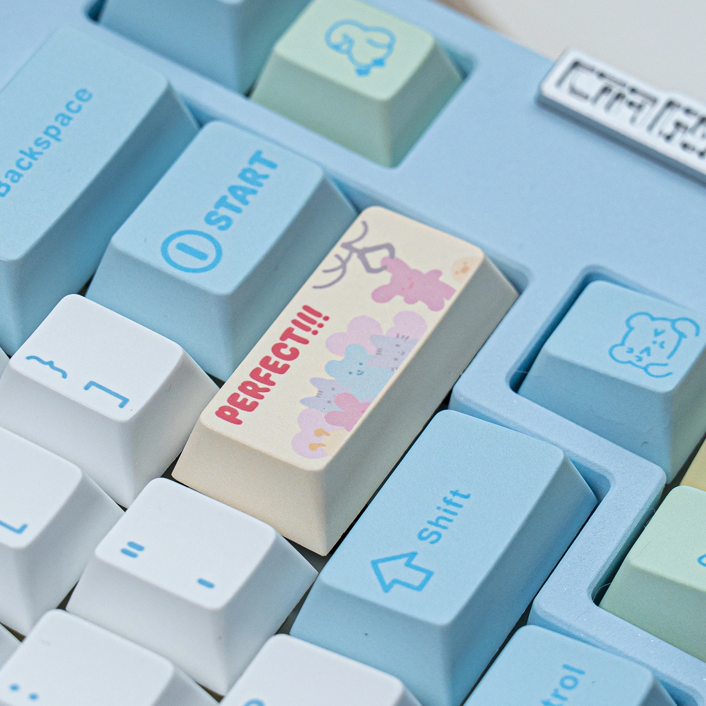 FBB PBT 키캡 세트 UFO 캐서 블루 기계식 키보드용 키캡 귀여운 체리 프로파일 DIY 맞춤형 크리스마스 선물 여자친구용