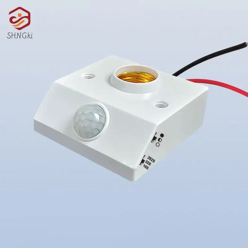 E27 Wall Lamp Holder Socket With PIR Motion Sensor Detector Body Infrared IR Switch E27 Base LED Light Bulb Socket AC 85V-265V