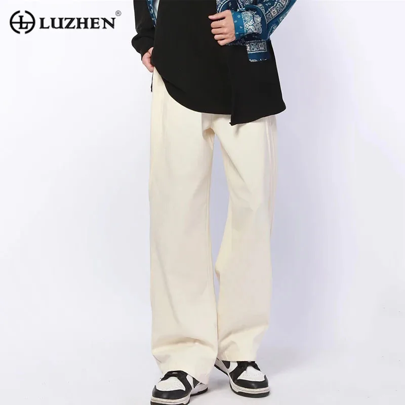 

LUZHEN Tube 2023 Loose Casual Trendy Pants Straight Men's Autumn New Fashion Solid Color Handsome Trousers Street Wear 708dcf