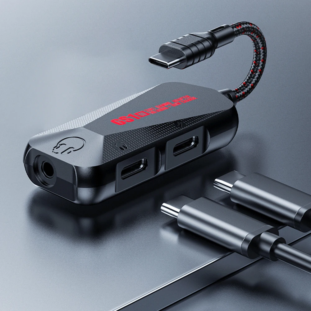 3 in 1 게임폰 사운드 카드 타입-C to 3.5mm 고해상도 무손실 사운드 타입-C 충전 오디오 어댑터 (모바일 게임용)