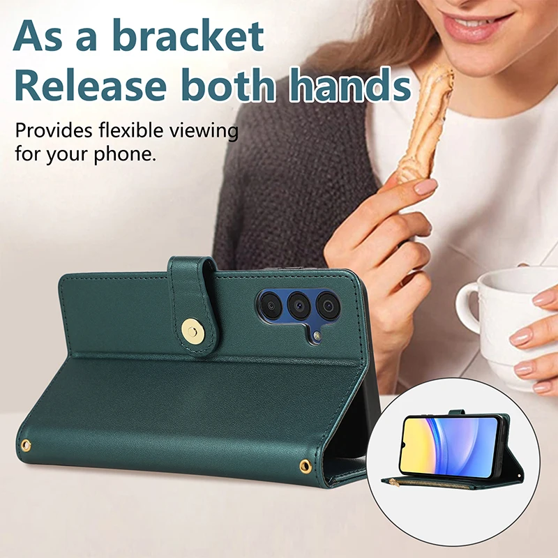 Luxury Zipper Leather Wallet Cover Case