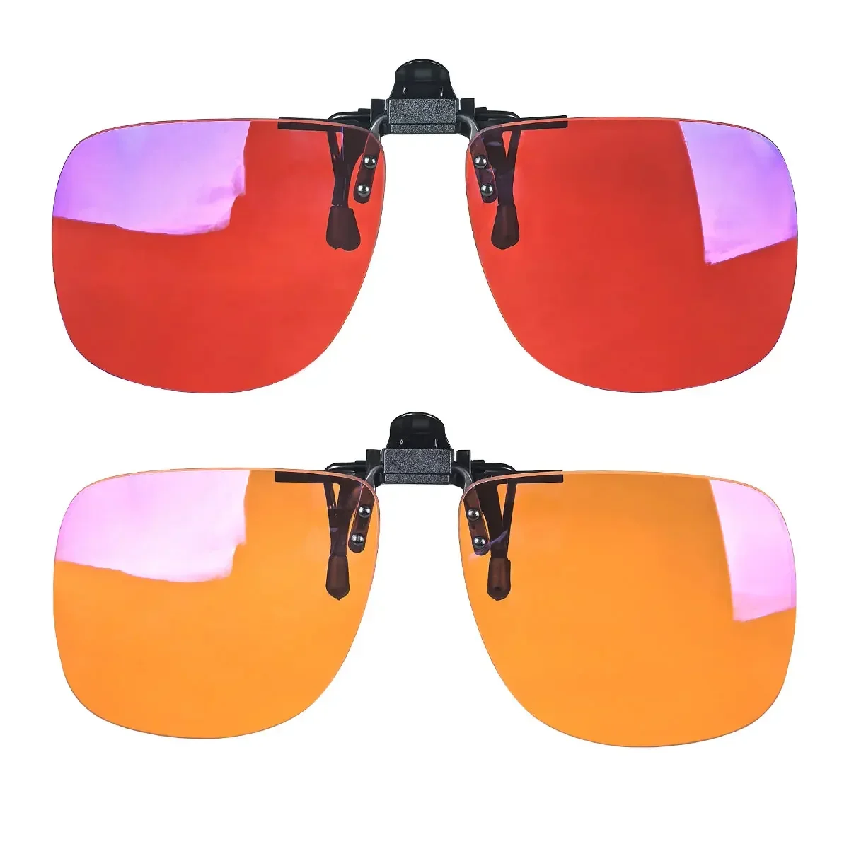Enhanced Sleep-Optimized Polarized Clip-On Sunglasses - Large Square Shape with Orange and Yellow Lenses