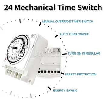 15 Minutes- 24 Hours with Dustproof Mechanical Timer Witch 2 In 2 Out 16A 220V 50HZ for Home Appliance Commercial Purpose