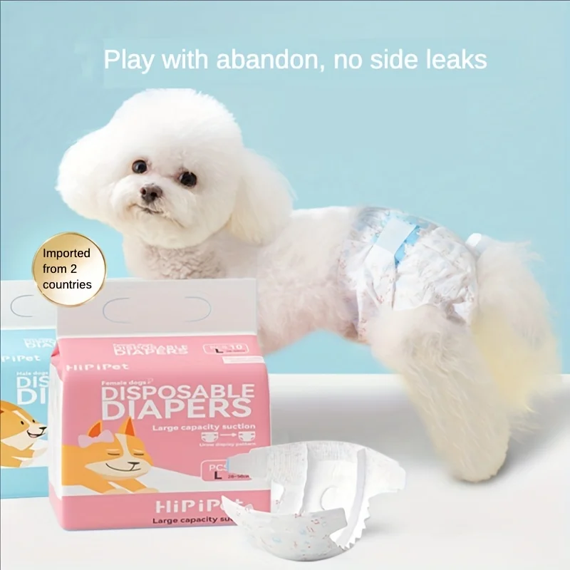 10pcs Super Absorbent Diapers Male Dog Bitch Physiological Pants Diaper Pet Disposable Healthy Leak-Proof Deodorant Diapers