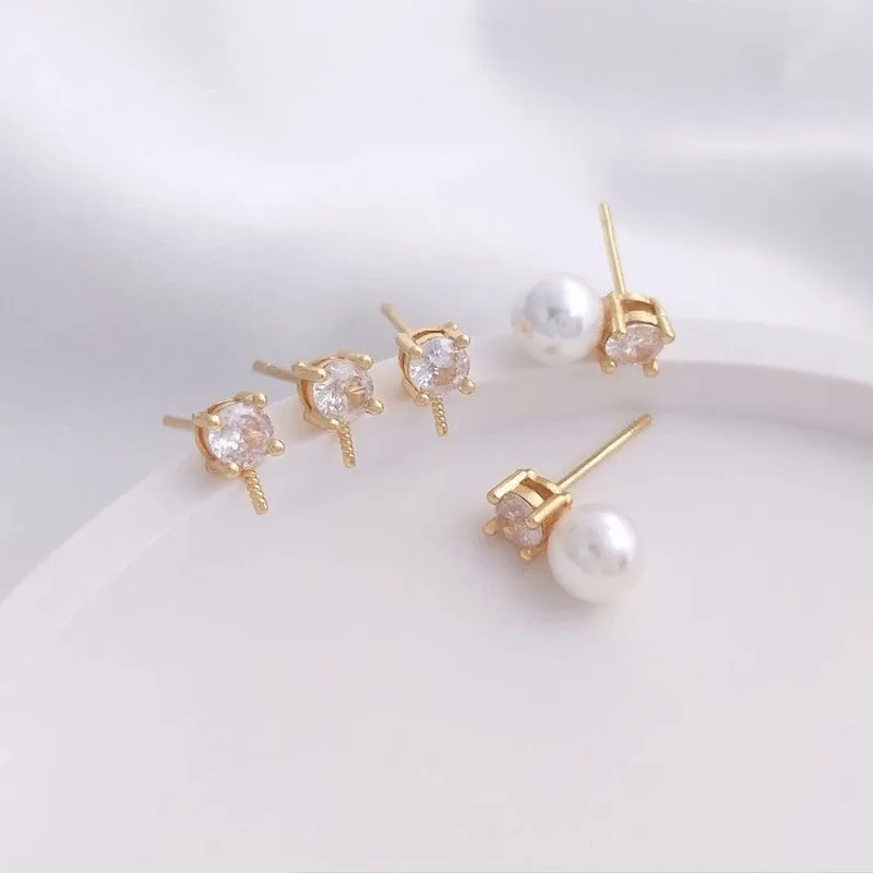 

4 шт., серьги из серебра 925 пробы, 14 к