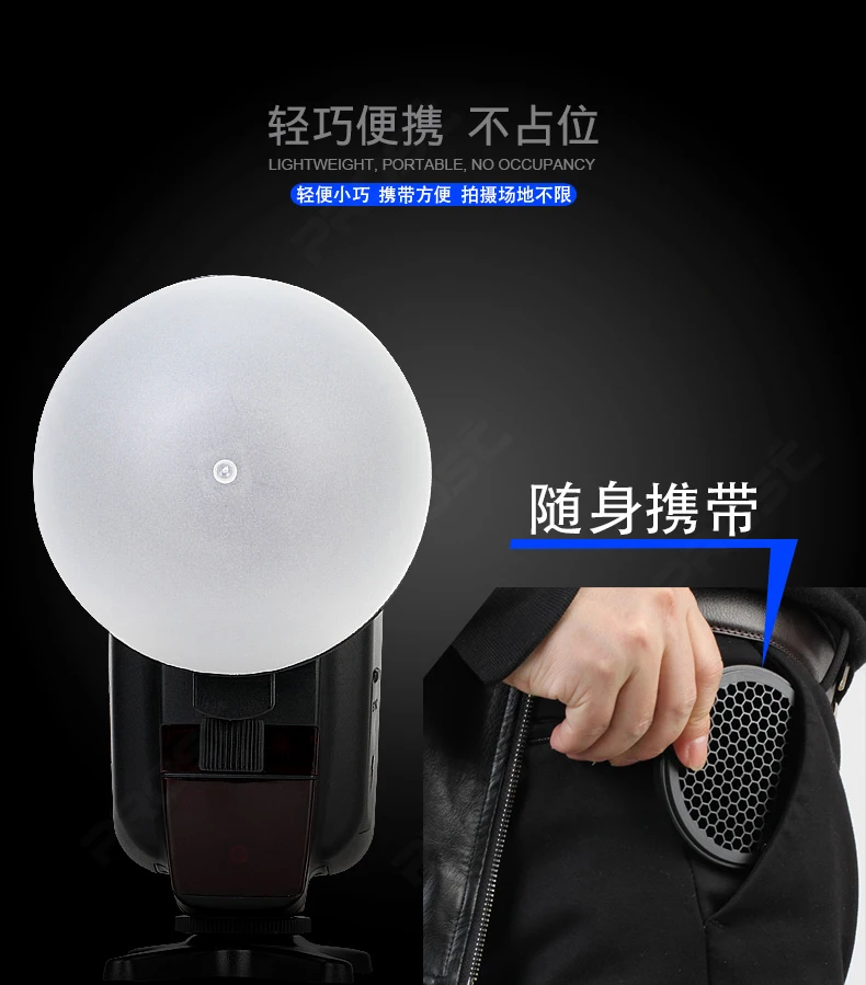 Description Picture 5 of itemTRIOPO Flash Light Modifier Accessories Kit w/ Magnetic Mount Adapter+Diffuser Ball+Color Gel Filters for Iconic Brand Nikon Iconic Brand Godox