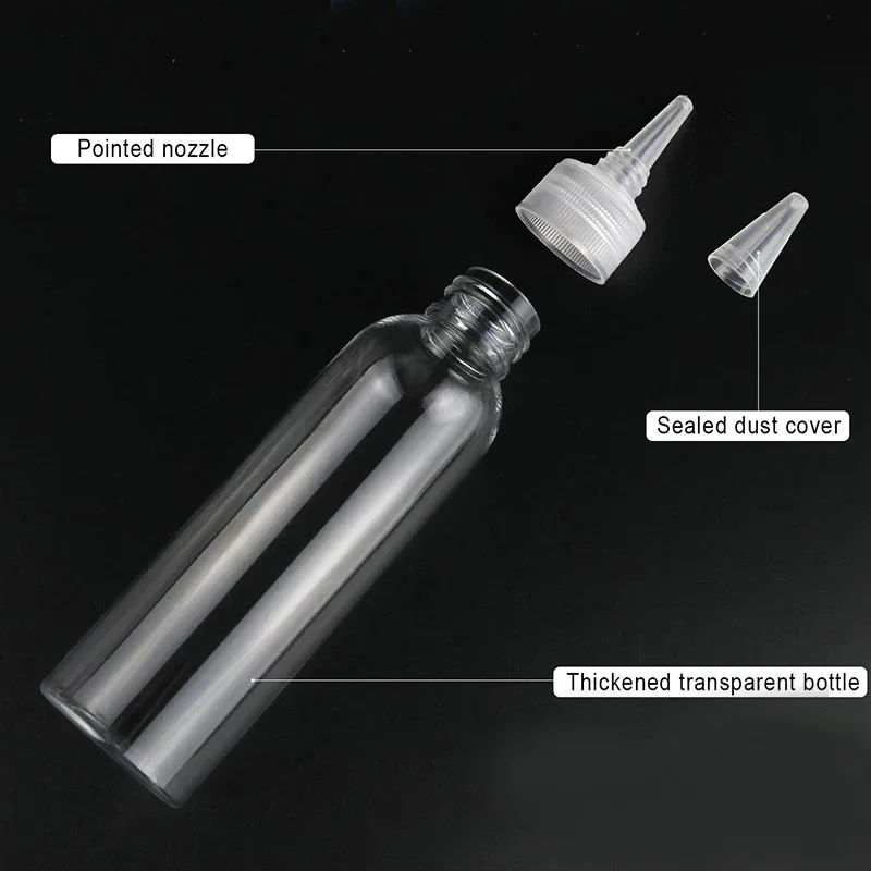 Transparent Sharp-mouth Plastic Squeezable Needle Bottles Color Paste Bottle Ink Glue 10Pcs 10/30/50/60/100/120ml