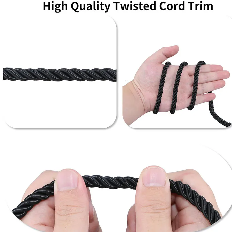 Luxurious Twisted Satin Cord for DIY Crafts & Home Decor - 5mm Braided Decorative Rope
