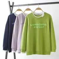 Plus Size Hoodie Sweatshirt round Neck Letter Print Casual Versatile Spring Fashion for Plump Women Comfortable Top Shirt