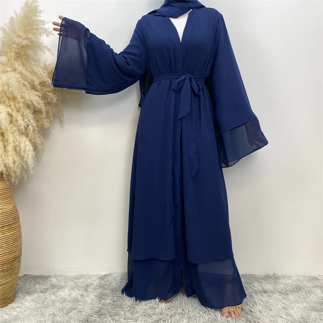 108486-c6b43a.jpg Mode mousseline de soie Abaya Kimono dubaï musulman Cardigan Abayas femmes Robe décontractée femme Islam vêtements avec ceinture
