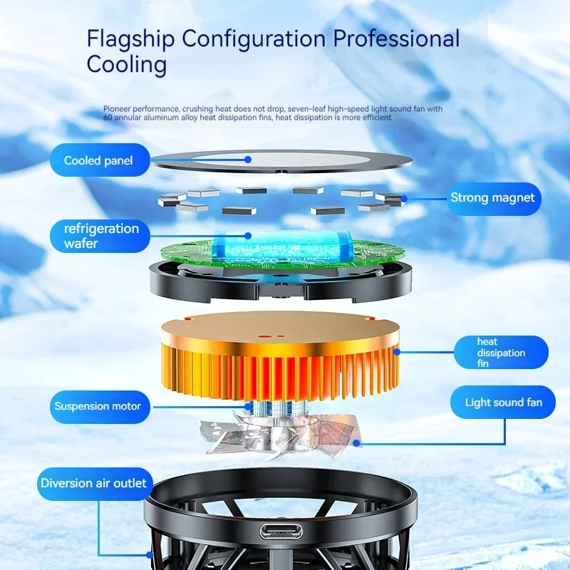GT31 Magnetic Phone Cooler Portable Phone Semiconductor Radiator 15W Fast Cooling Magnetic Suction Back Clip Cooler Radiator
