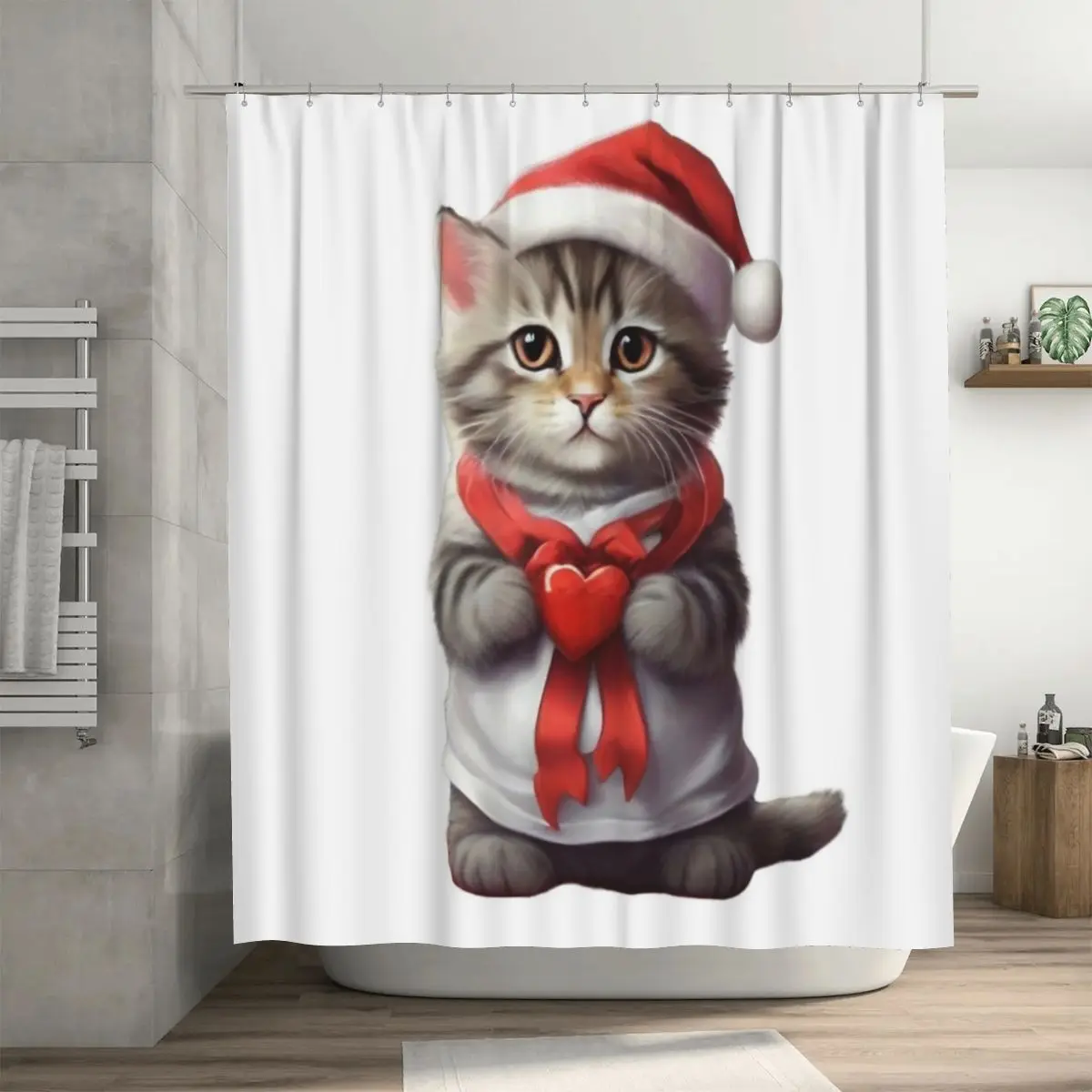 

Занавеска для душа с изображением милого кота, 72x72 дюйма, с крючками, украшение для ванной комнаты с персонализированным рисунком