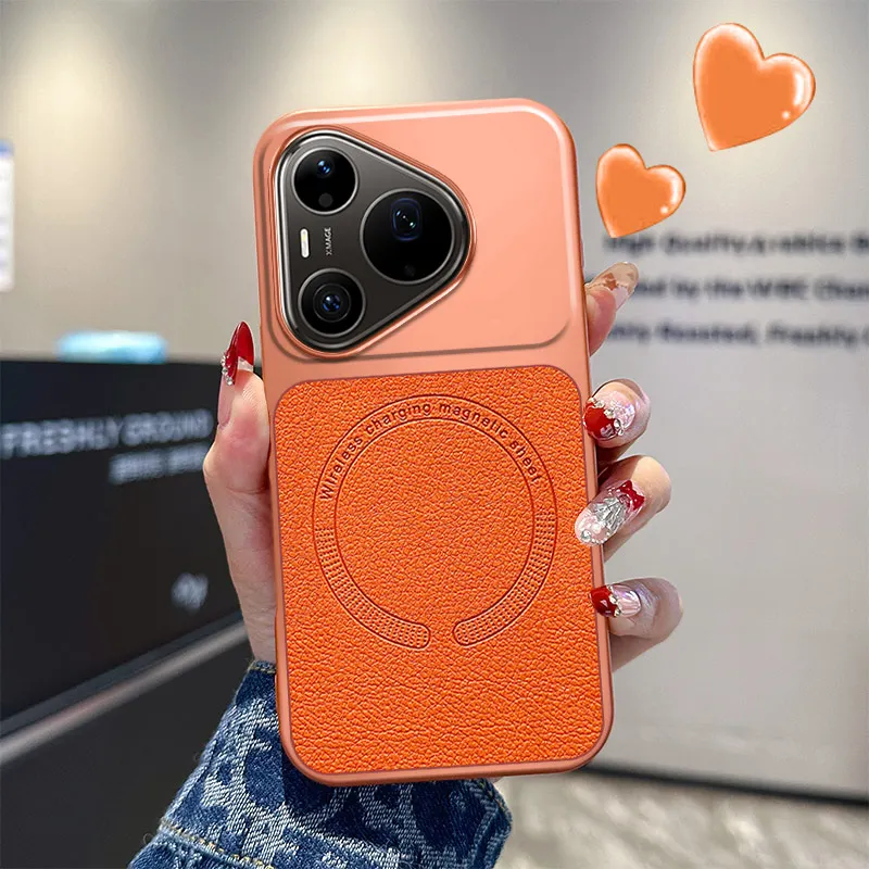 Lychee Pattern Magnetic Ultra-Thin Cover with Wireless Charging Support
