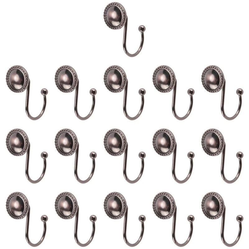 

Shower Curtain Hooks Oil Rubbed Bronze,Rustproof Decorative Shower Curtain Rings,16 Pcs, Bronze