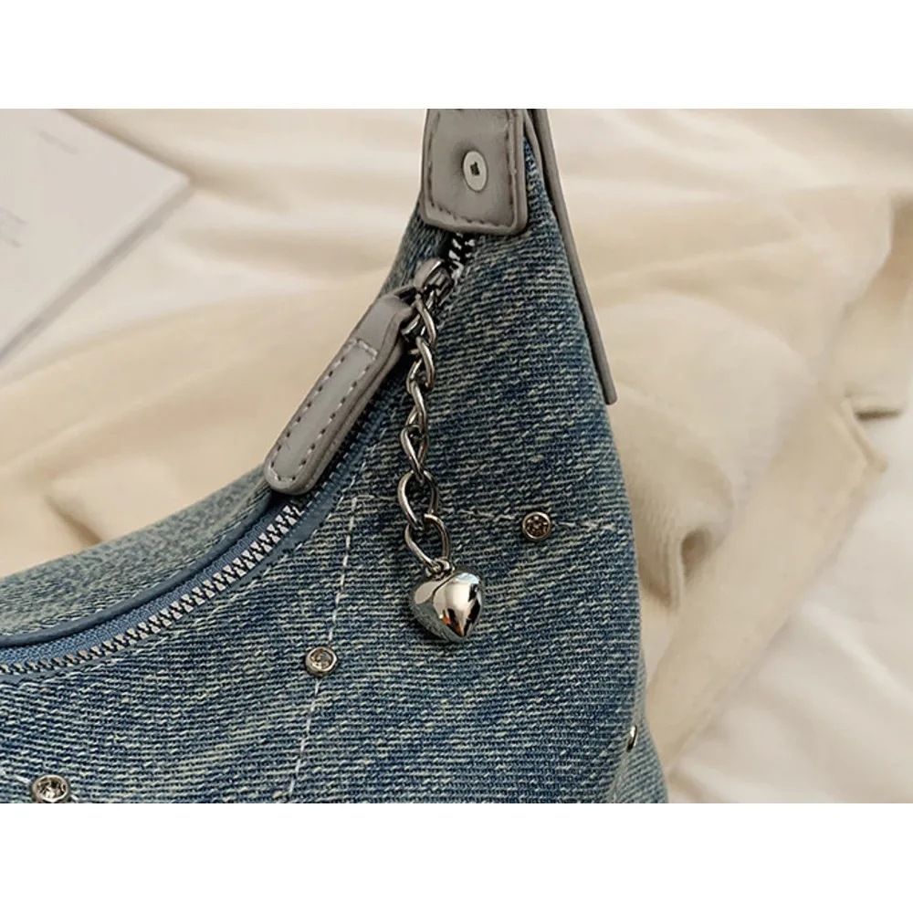 Denim Armpit Bag For Women Versatile Shoulder Handbag High End_voghion.com