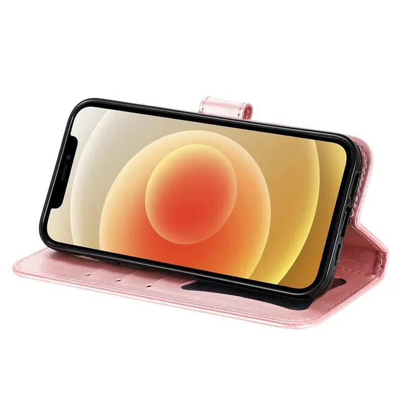 Retro Totem Sunflower Leather Wallet Phone Case with Magnetic Flip Cover and Card Holder