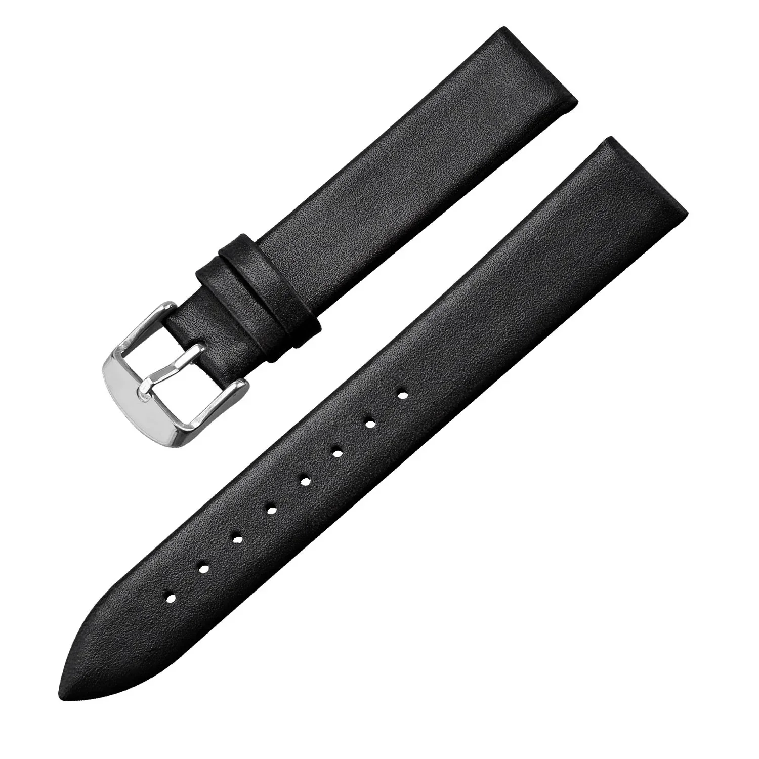 Elegant Calf Leather Watch Strap with Silver Buckle – Genuine Leather Band