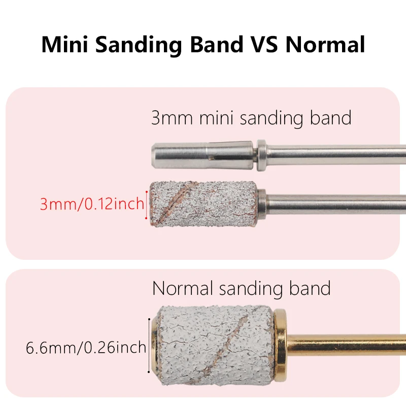 3mm 미니 화이트 샌딩 밴드 스테인레스 스틸 네일 드릴 비트 맨드릴 전기 매니큐어 액세서리 도구