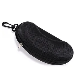 Durable Zippered Eyewear Case with Lanyard and Hook (Black - 1)
