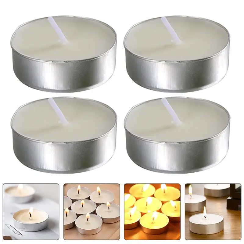 

50pcs Tea Lights Candles White Tealight Candles Small Tiny Small Round Candles For Wedding Proposals Valentine'S Day Decorations