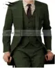 Brown Tweed Men Suits 3 Pieces Formal Business Suit Set Custom Gentle-Mens Groom Wedding Dress Blazer Suits(Jacket+Pants+Vest) 2