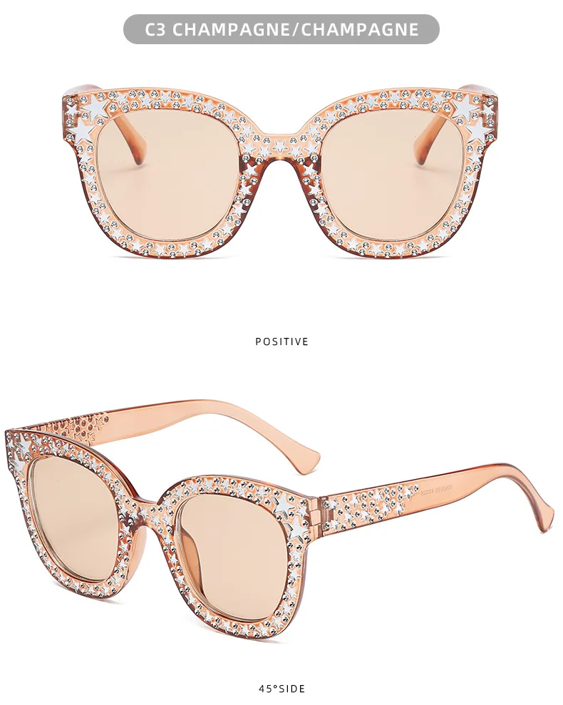 big frame sunglasses New Oversize Mosaic Star Sunglasses Women 2022 Cute Sexy Model Catwalk Style Sun Glasses Ladies Fashion Decoration Eyewears UV big frame sunglasses