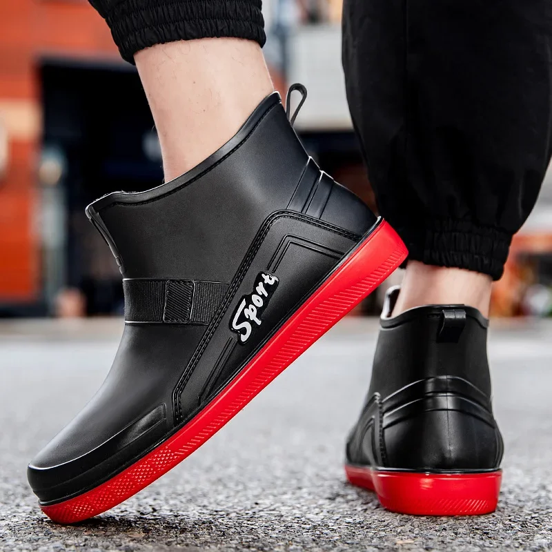 Bottes pêche courtes homme wading imperméables bande réfléchissante PVC confort polyuréthane