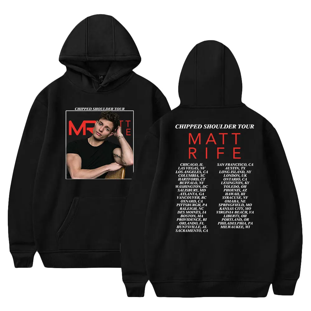 thumbnail image 1 of Sudadera con capucha Matt Rife 2023 con estampado de la gira Chipped Shoulder, para mujer y hombre, ropa de calle divertida, 1 of 4