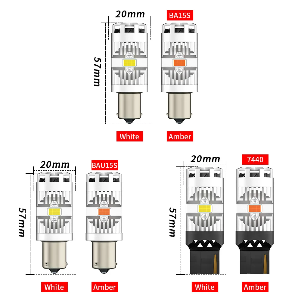 2PCS 1156 PY21W BAU15S Super Bright 1156 BA15S P21W 7440 W21W WY21W T20 Car  LED Bulb Turn signals Reverse Brake Light 6000K - AliExpress