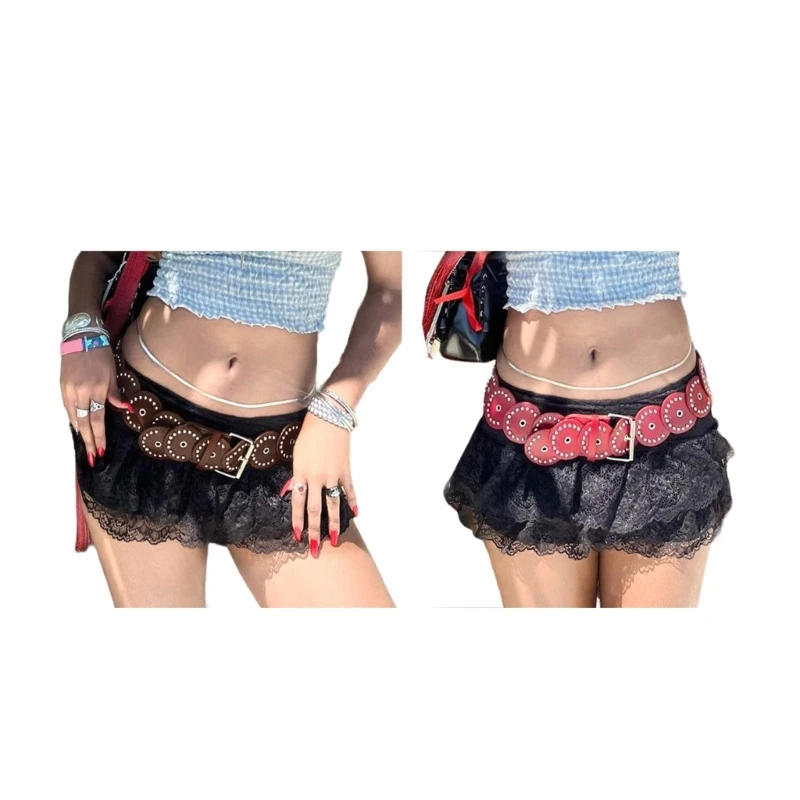 

Wide Belt For Women Waist Chain Belt Disc Chain Belly Chain For Dress Western Rivets Belt Rivets Waist Chain DropShipping