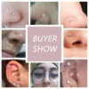 ZS 1PC 18/20G 925 Sterling Silver Nose Stud Gold Color Crystal Nose Piercings Screw L-Shape Retainer Nostril Piercing 2-3.5mm 6