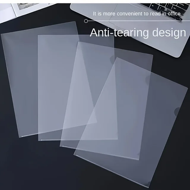 10 Pcs L-shaped folder plastic PP transparent single-page folder A4 two-page set office document storage and organization 1