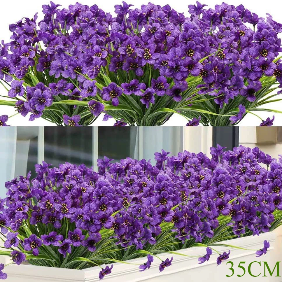 Künstliche Frühlingsgras-Veilchen verblassen nicht, 35 cm, Kunststoffpflanzen, Outdoor-Gartendekoration, künstliche Blumen, Familienparty-Dekoration