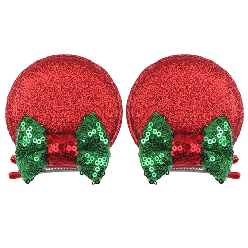 Disney Cartoon 2.8'' Sequins Mouse Ears Bow Clips Glitter Hairpins Girls Festival Hairgrip Party Barrettes Kids Hair Accessories