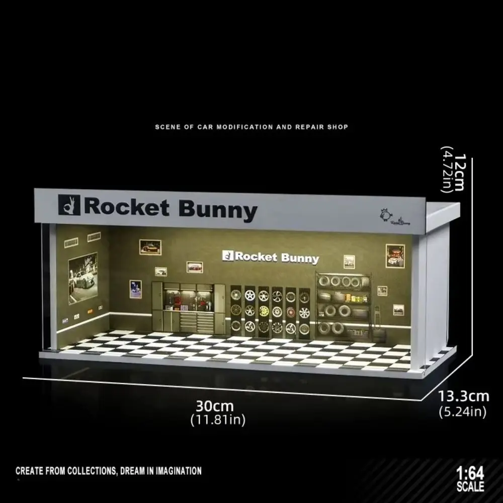 1/64 Scale Garage Scene Model Simple Assembly Lighting Version Parking Lot Model Simulation Miniature Car Model Display Box