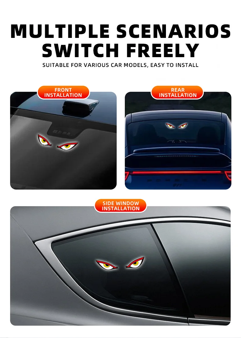 Solar Powered Car Neon Light Wireless Cool DEMON EYE Led Ambient Light Suction Cup USB Rechargeable Atmosphere Breathing Lamp