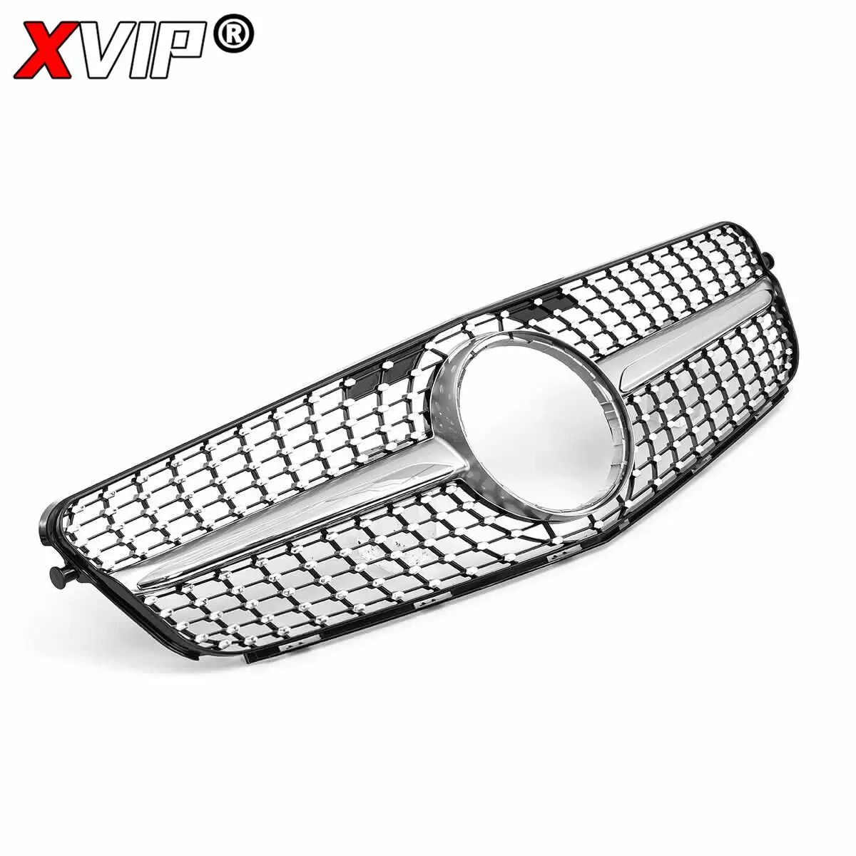 XVIP 크롬 다이아몬드 스타일 프론트 범퍼 그릴, 메르세데스 벤츠 C 클래스 W204 2008-2014 C180 C200 C280 용, 블랙 GTR 스타일 그릴