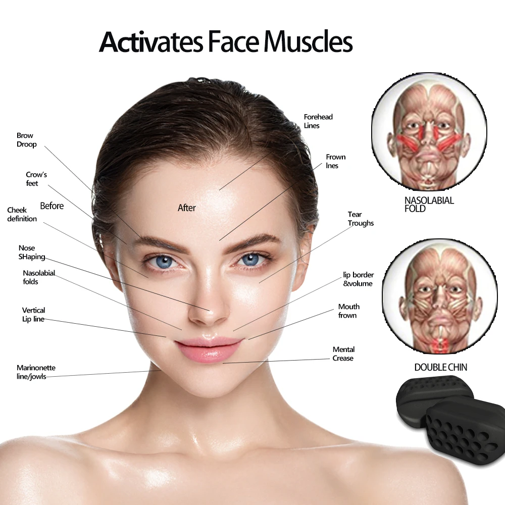 Jawline Exerciser Silicone Facial Jaw Muscle Trainer Fitness Face Masseter Stress Chew Ball Double Chin Reduce Face Lifting Slim