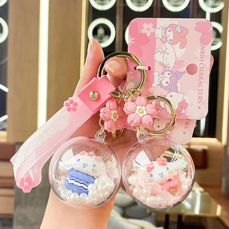 

New Sanrioed Kawaii Anime Cartoon series Cinnamoroll Creative High-value cute girl keychain student backpack pendant gift