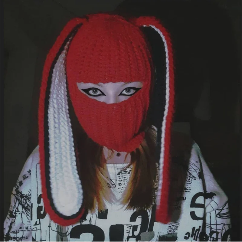 

Adult Men Women Knitted Hats Makeup Balls Cartoons Woven Warm Ear Protection Wool Hats Hat Winter Helloween Head Wrap Bunny Hood