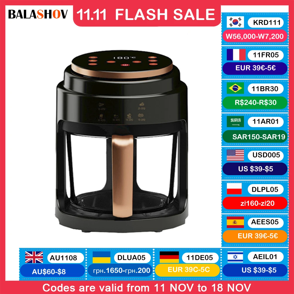 Smart Visual Air Fryer 3L Multi-functional Oil-free Fryer Automatic Household 360&deg;Baking LED Touchscreen Deep without Oil