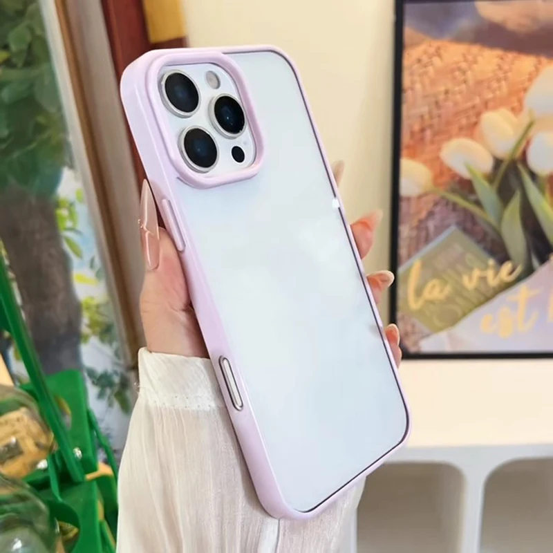 Candy Frame Clear Phone Case - Solid Acrylic Transparent Shockproof Bumper Cover