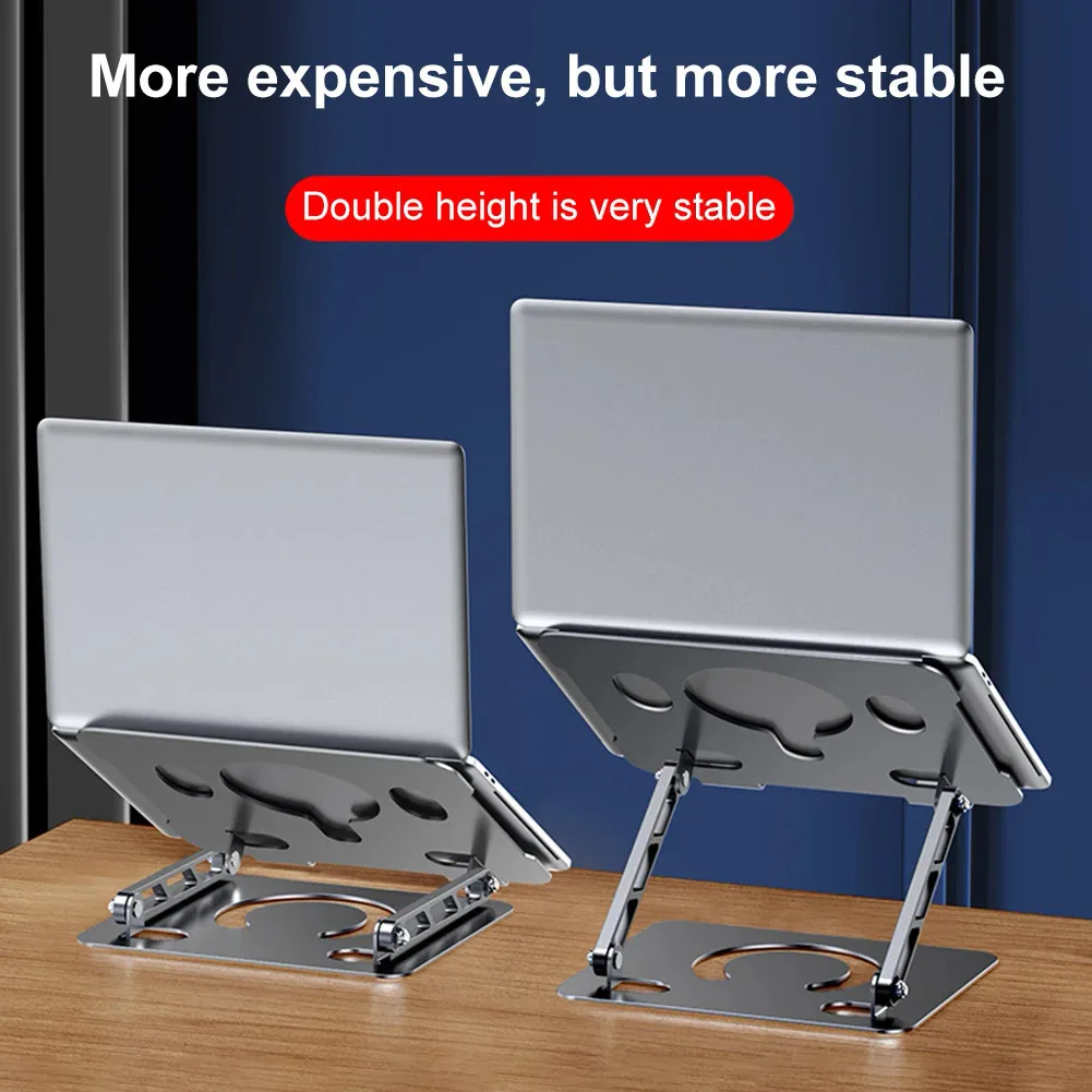 노트북 스탠드 회전식 노트북 브래킷 휴대용 컴퓨터 스탠드 조절 가능한 열 방출 접이식 알루미늄 홀더