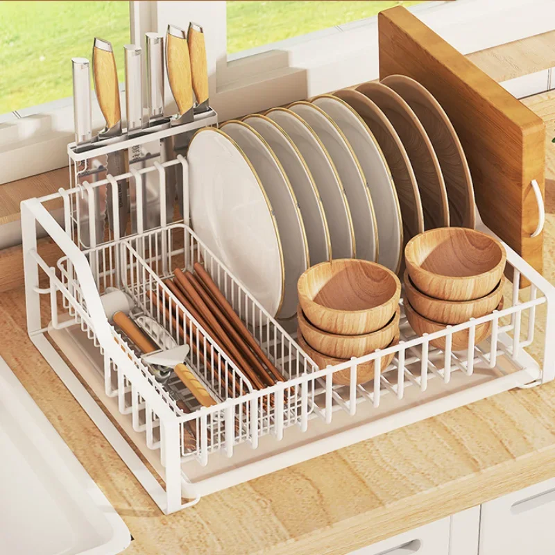 

Storage Rack Home Desktop Dish Drainer Multifunctional Storage Baskets Drain Breathable Cutlery Holder Multichannel Card Slot