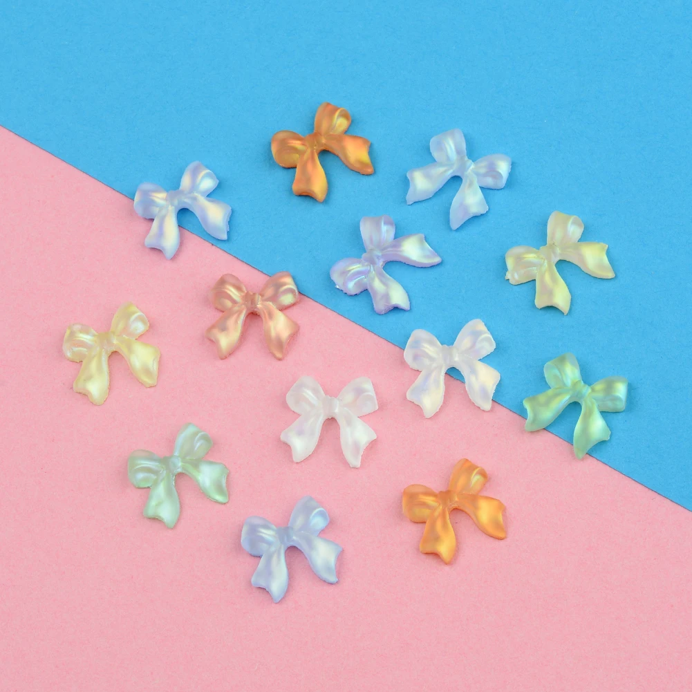 

100pcs Aurora Glitter Colorful Bow Tie Nails Jewelry DIY Resin Manicure Decals Nail Art Decorations Accessories Wholesale 11mm
