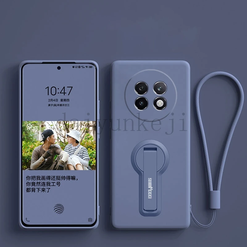Silicone Soft Protective Phone Case with Holder Bracket and Screen Protector Film
