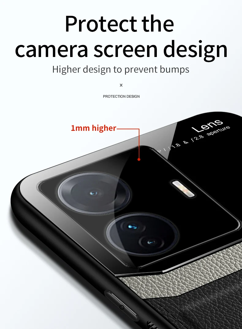 KEYSION Fashion Schutzhülle für VIVO T1 5G T1 Pro 5G India S15E, Leder, Glas, Silikon, Handyrückseite für IQOO Z6, stoßfest _voghion.com